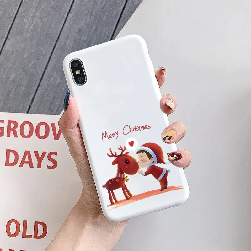 Merry Christmas Silicone Case For iPhone X 7 Plus 8 Xs Max XR New Year Reindeer Fundas For iPhone 6 6S 5 5S SE TPU Back Cover