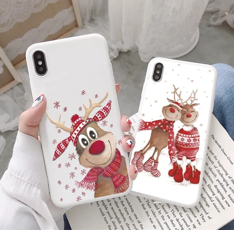 Merry Christmas Silicone Case For iPhone X 7 Plus 8 Xs Max XR New Year Reindeer Fundas For iPhone 6 6S 5 5S SE TPU Back Cover