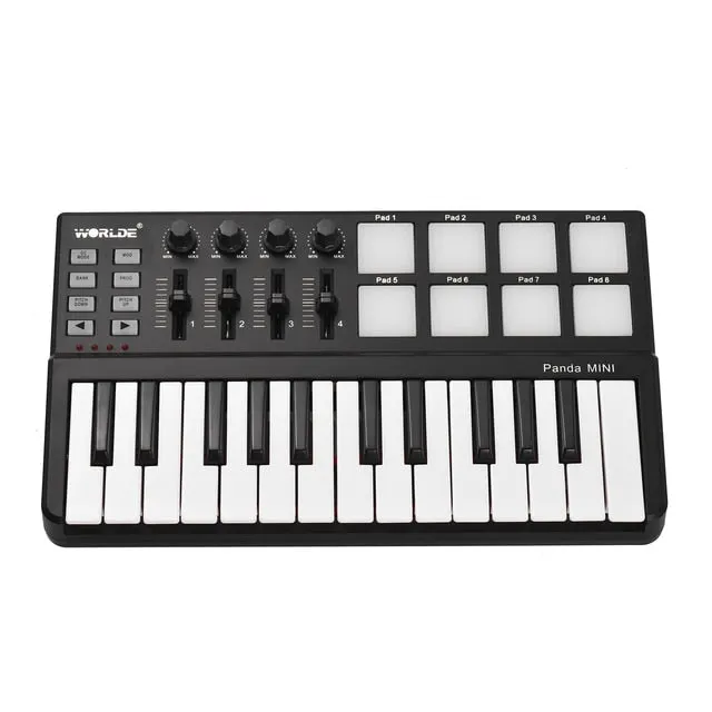 Mini 25-Key USB Keyboard and Drum Pad MIDI Controller Portable