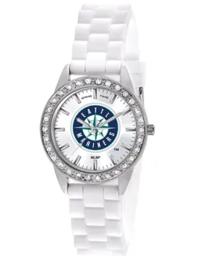 MLB Womens Seattle Mariners Frost Watch - Crystal Bezel - Silicone Strap