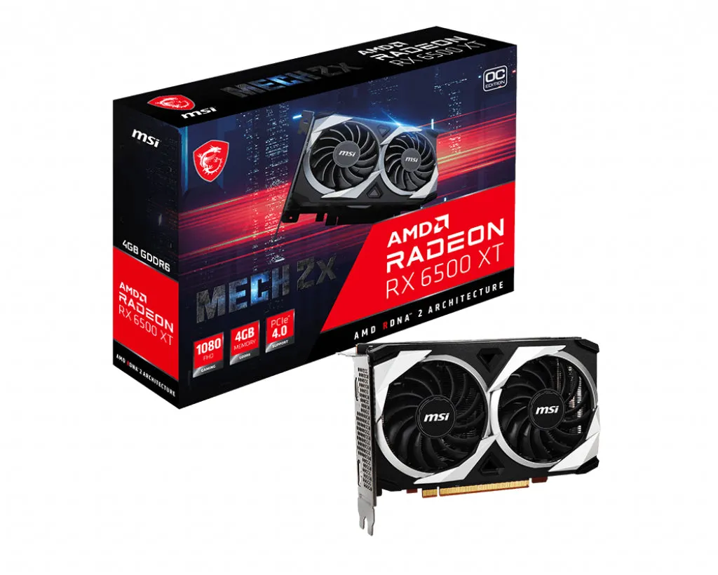 Msi Radeon Rx 6500 Xt Mech 2X 4G Oc - Graphics Card - Radeon Rx 6500 Xt - 4 Gb