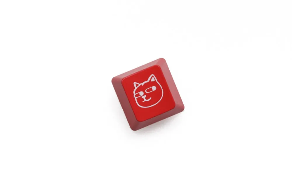 Novelty Shine Through Keycaps ABS Etched back lit black red r1 ESC Doge dog head puppy