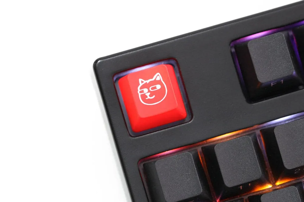 Novelty Shine Through Keycaps ABS Etched back lit black red r1 ESC Doge dog head puppy