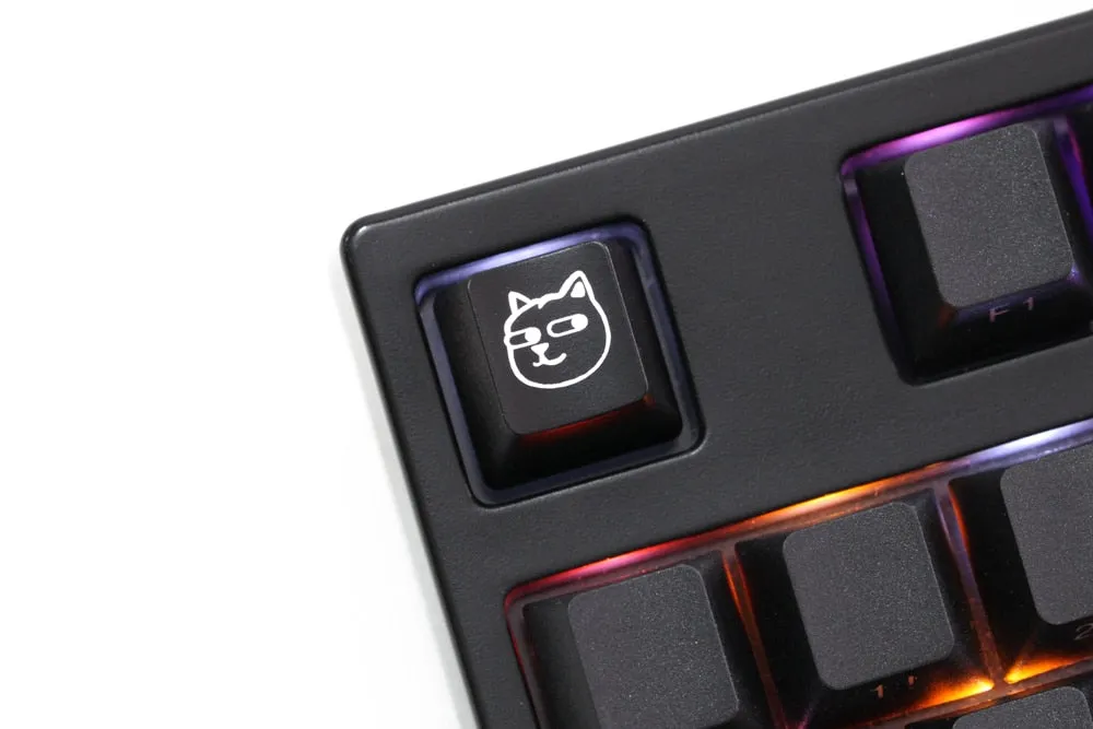 Novelty Shine Through Keycaps ABS Etched back lit black red r1 ESC Doge dog head puppy