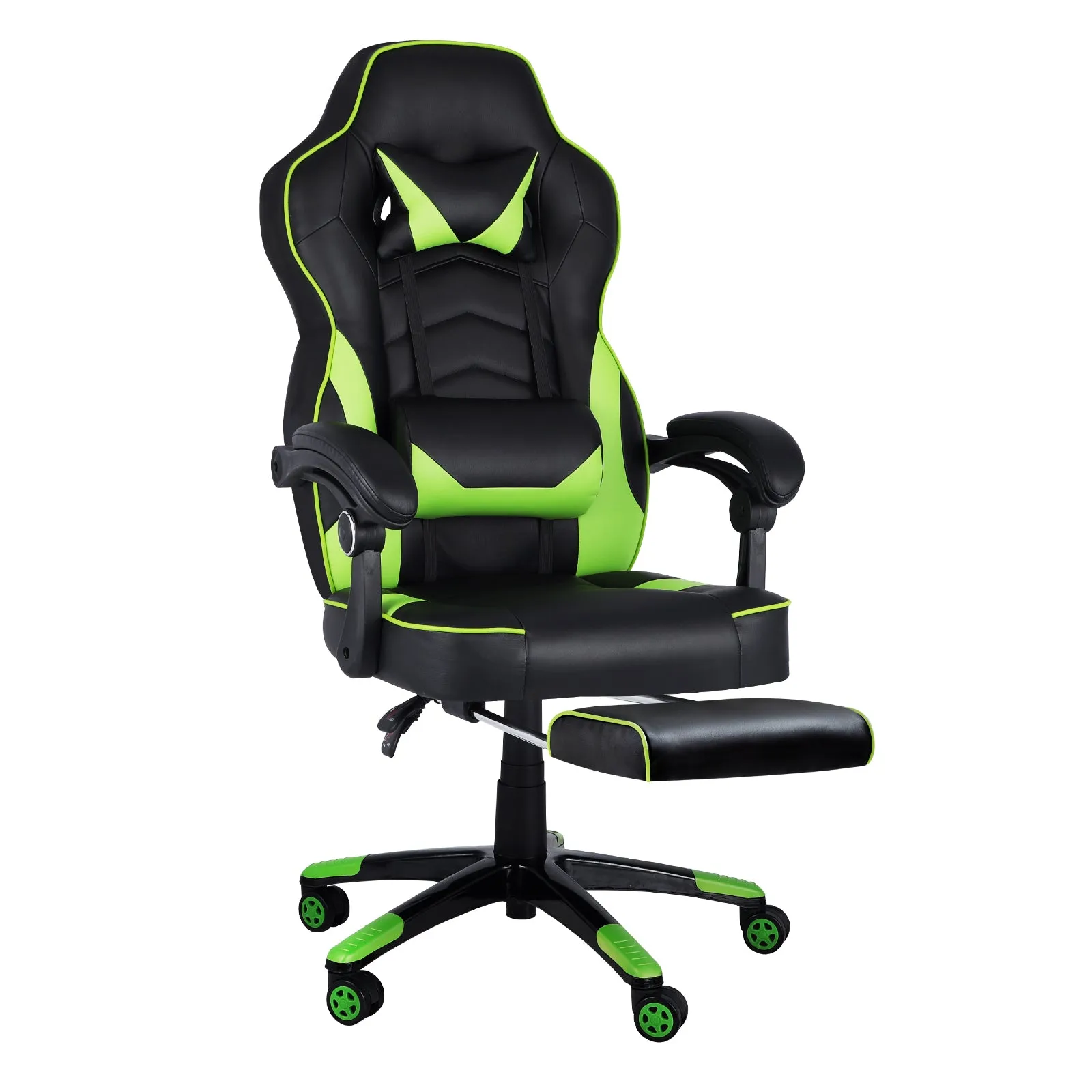 Oikiture Gaming Chair Office Chairs Computer Footrest Executive Seat PU Leather