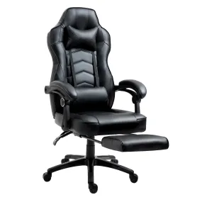 Oikiture Gaming Chair Office Chairs Executive Footrest Computer Seat PU Leather