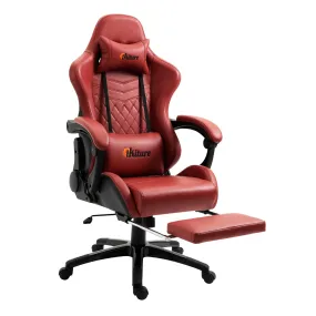 Oikiture Gaming Chair Office Computer Chairs Footrest Executive Seat PU Leather