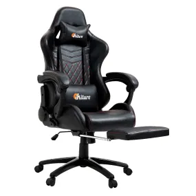 Oikiture Gaming Chair Office Executive Chairs Footrest Computer Seat PU Leather