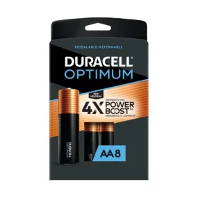 OPT1500B8 Duracell, OP1500 Alkaline Battery, AA, Optimum, 8PK