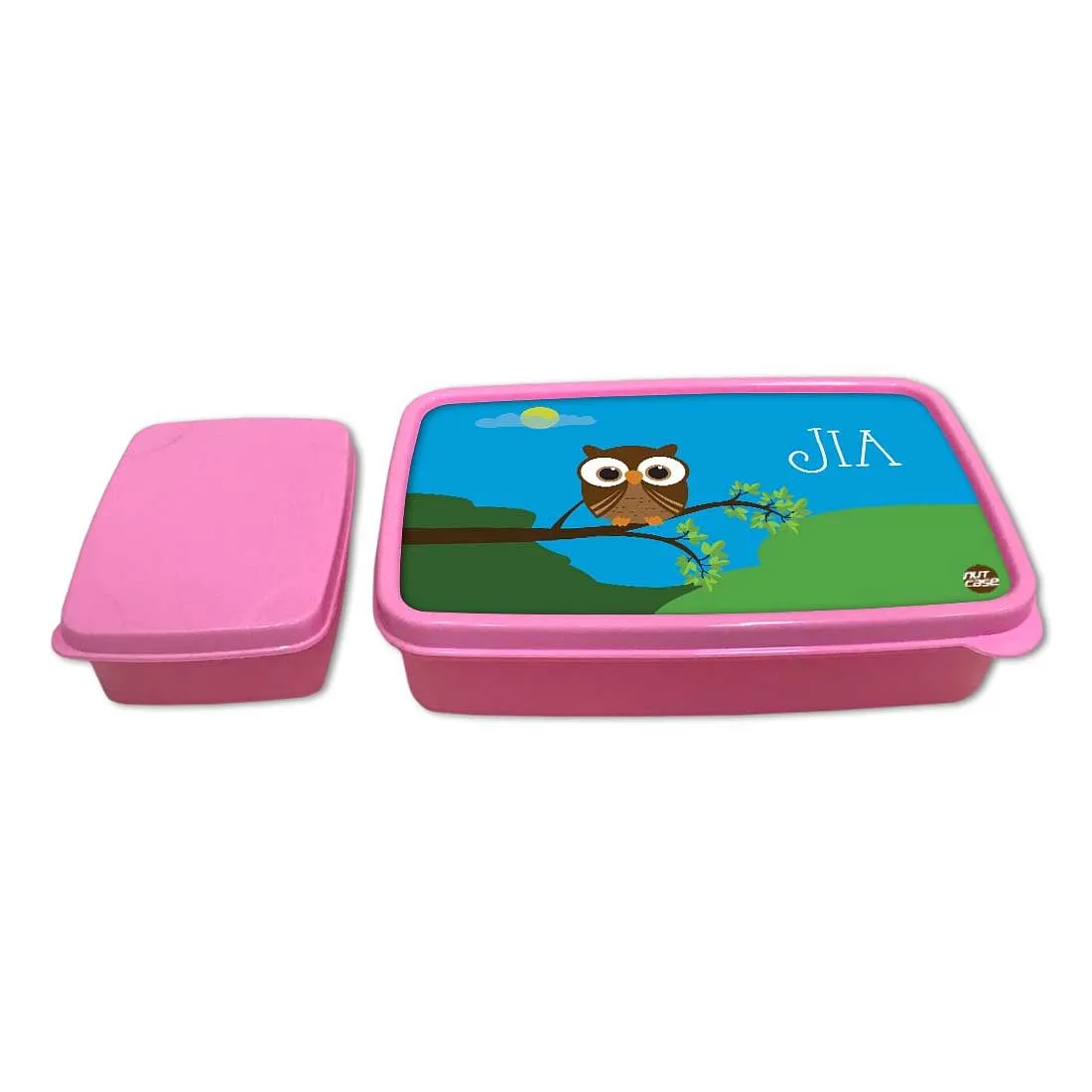 Personalised Tiffin Box for Kids Plastic Lunch Box for Girls - Owl