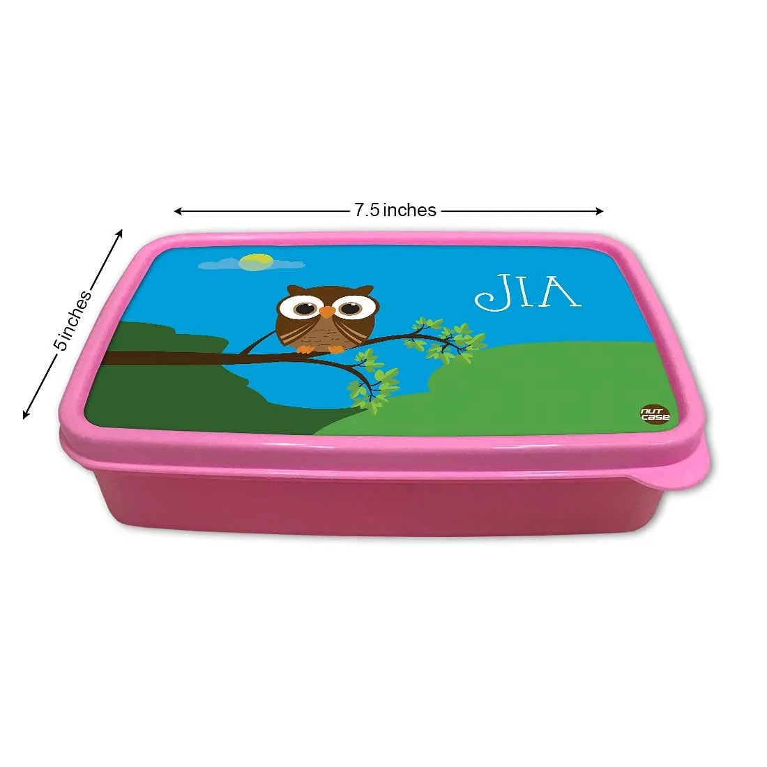 Personalised Tiffin Box for Kids Plastic Lunch Box for Girls - Owl