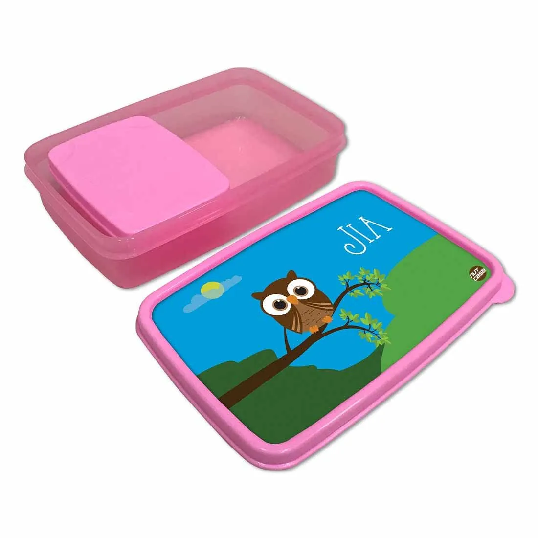 Personalised Tiffin Box for Kids Plastic Lunch Box for Girls - Owl