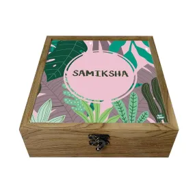 Personalised Wooden Jewelry Box Makeup Organizer - Tropical Vibes