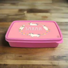 Personalized Lunch Box for Kids Plastic Lunch Box Girls -White Unicorn