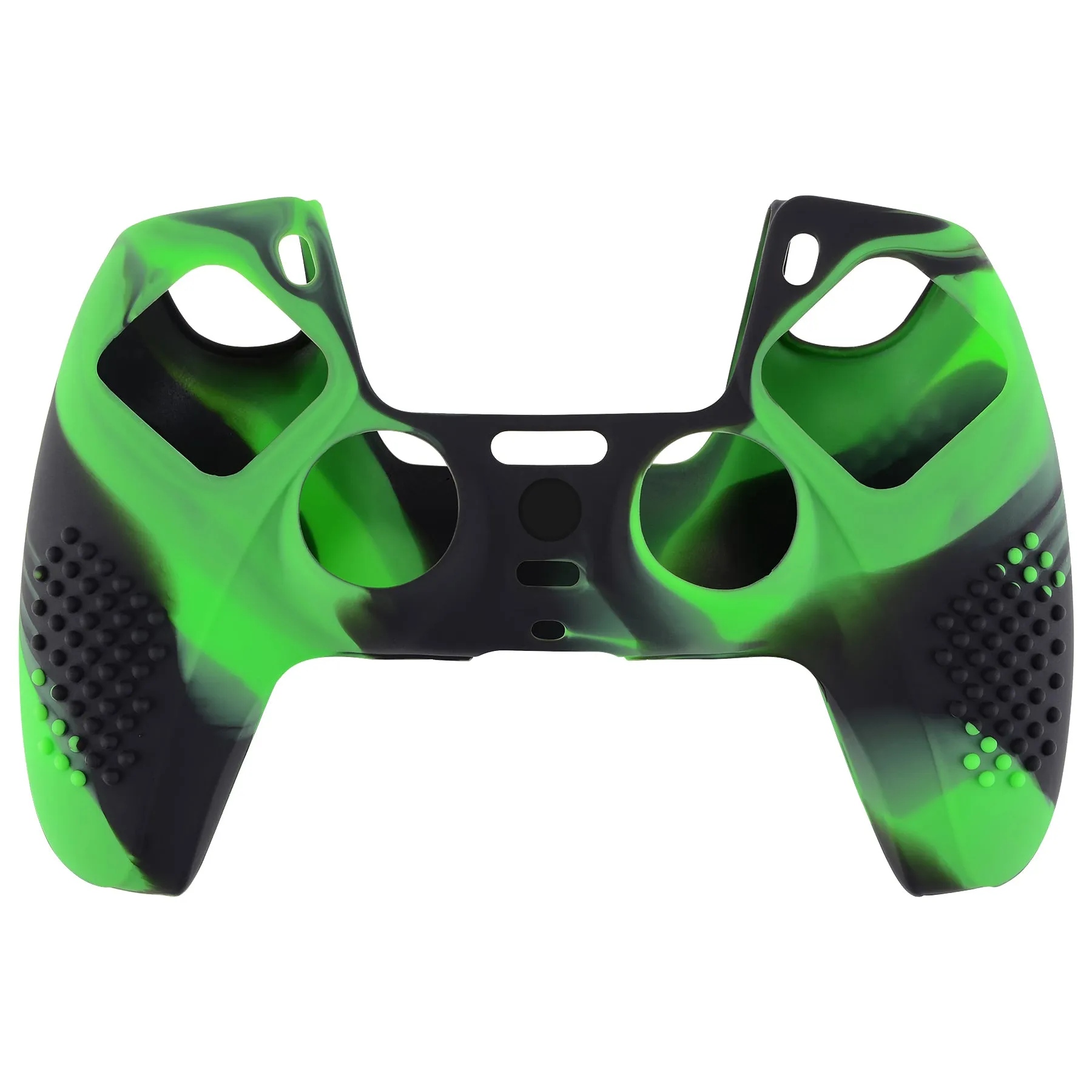 PlayVital 3D Studded Edition Anti-Slip Silicone Cover Skin for ps5 Controller, Soft Rubber Case Protector for ps5 Wireless Controller with Thumb Grip Caps - Green & Black - TDPF024