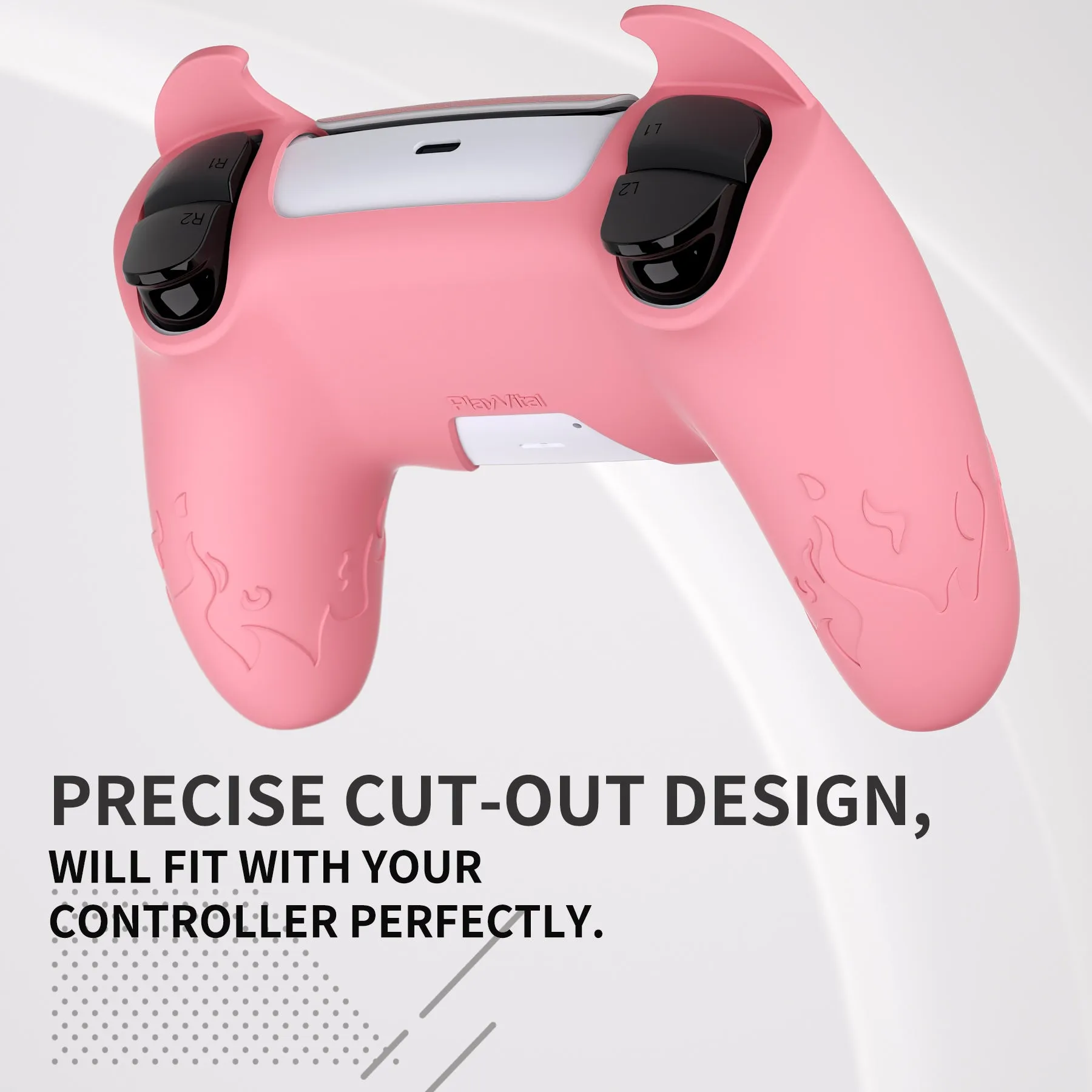 PlayVital Cute Demon Controller Silicone Case Compatible With PS5 Controller - Pink - DEPFP003