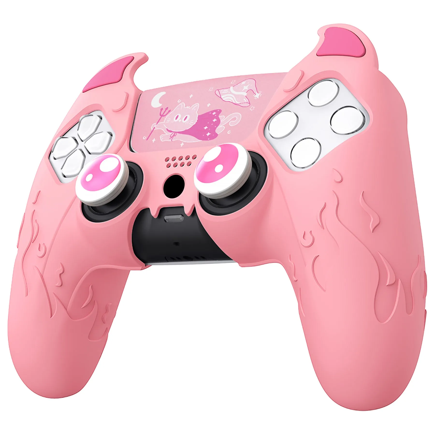 PlayVital Cute Demon Controller Silicone Case Compatible With PS5 Controller - Pink - DEPFP003