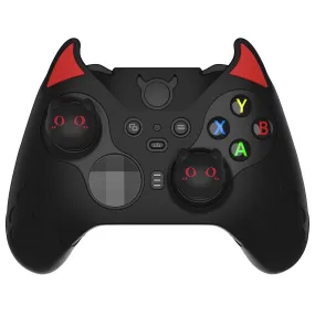 PlayVital Cute Demon Silicone Case Cover for Xbox Elite Wireless Controller Series 2, Kawaii Anti-Slip Shockproof Controller Skin Grip for Xbox Elite Series 2 Core with Thumb Grip Caps - Black - UQNE2P004