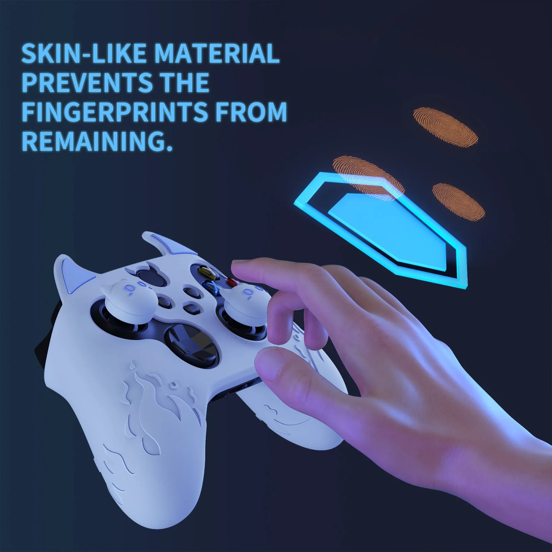 PlayVital Cute Demon Silicone Cover with Thumb Grip Caps for Xbox Series X/S Controller & Xbox Core Wireless Controller - Blue - PUKX3P002