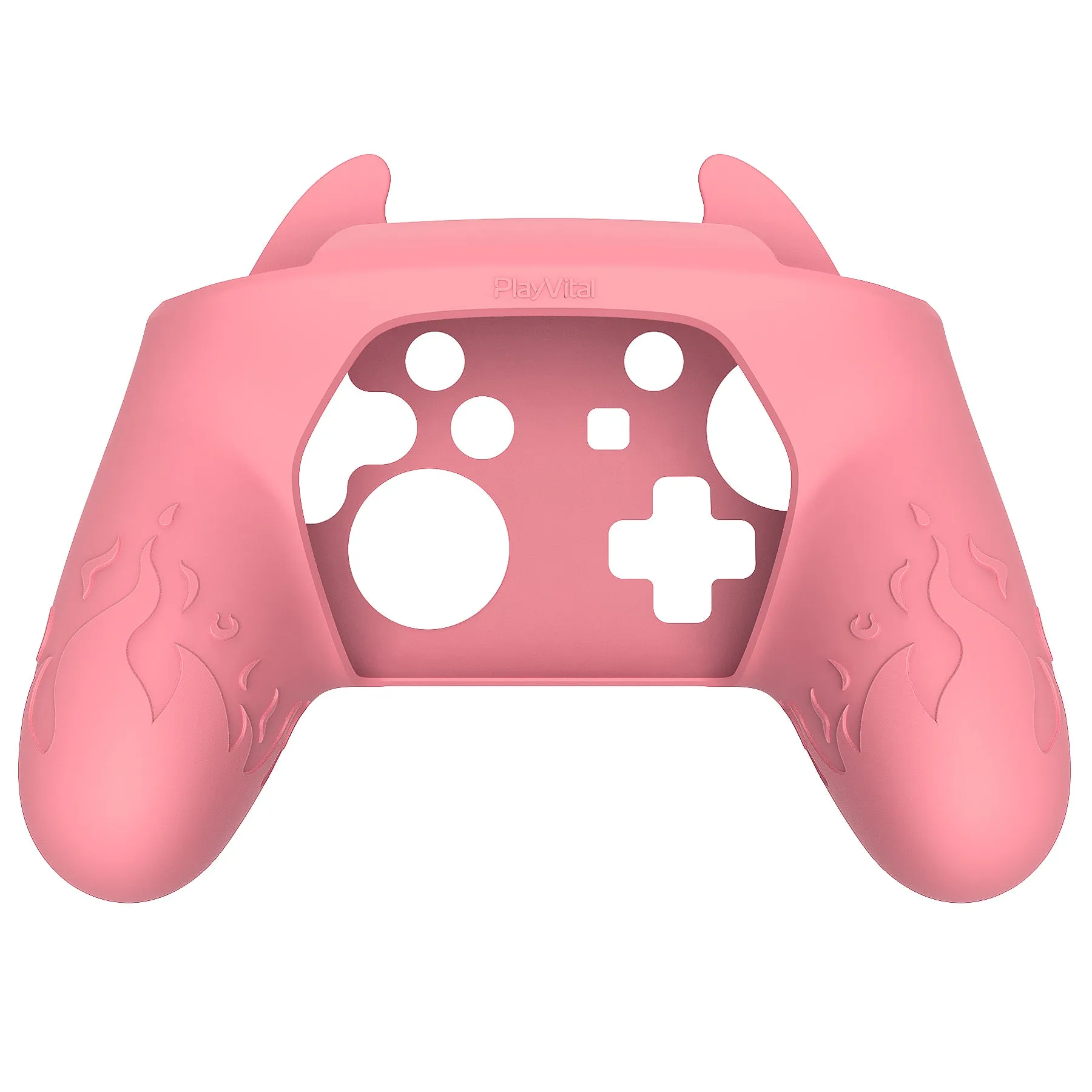 PlayVital Cute Demon Silicone Grip Cover for Nintendo Switch Pro Controller, Anti-Slip Protective Skin with Joystick Caps and Stickers Compatible with Nintendo Switch Pro - Pink - AMDNPP004