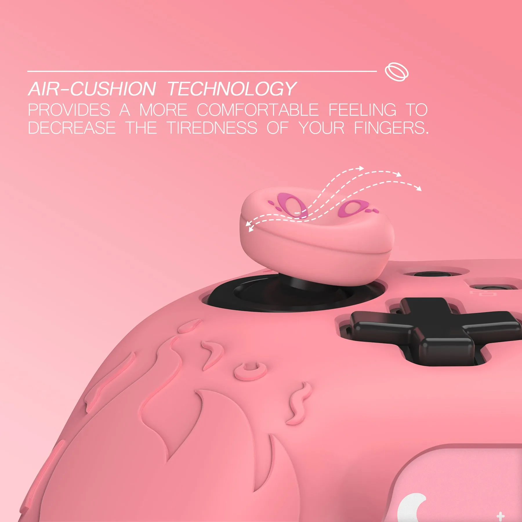 PlayVital Cute Demon Silicone Grip Cover for Nintendo Switch Pro Controller, Anti-Slip Protective Skin with Joystick Caps and Stickers Compatible with Nintendo Switch Pro - Pink - AMDNPP004