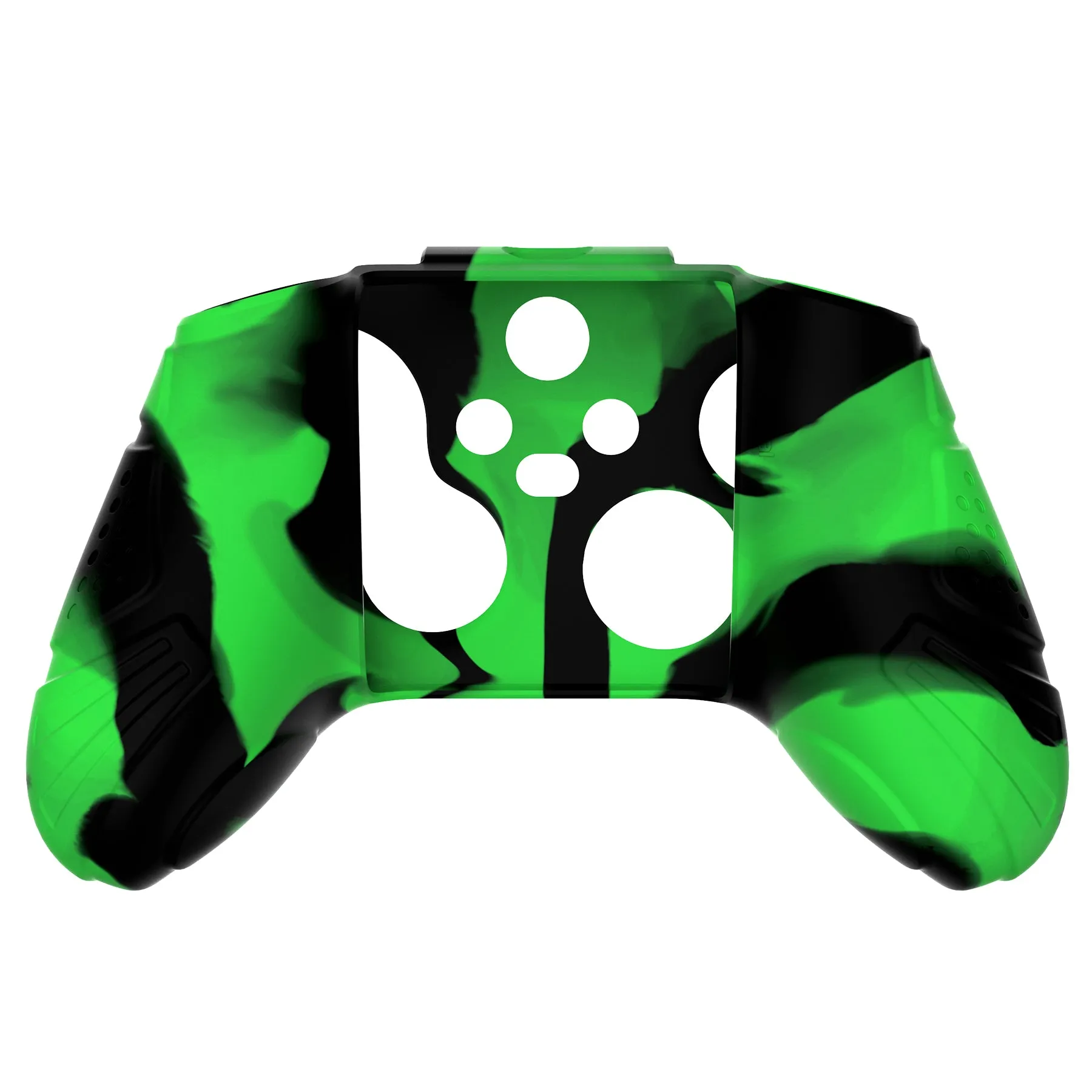 PlayVital Guardian Edition Green & Black Ergonomic Soft Anti-slip Controller Silicone Case Cover, Rubber Protector Skins with Black Joystick Caps for Xbox Series S and Xbox Series X Controller - HCX3013