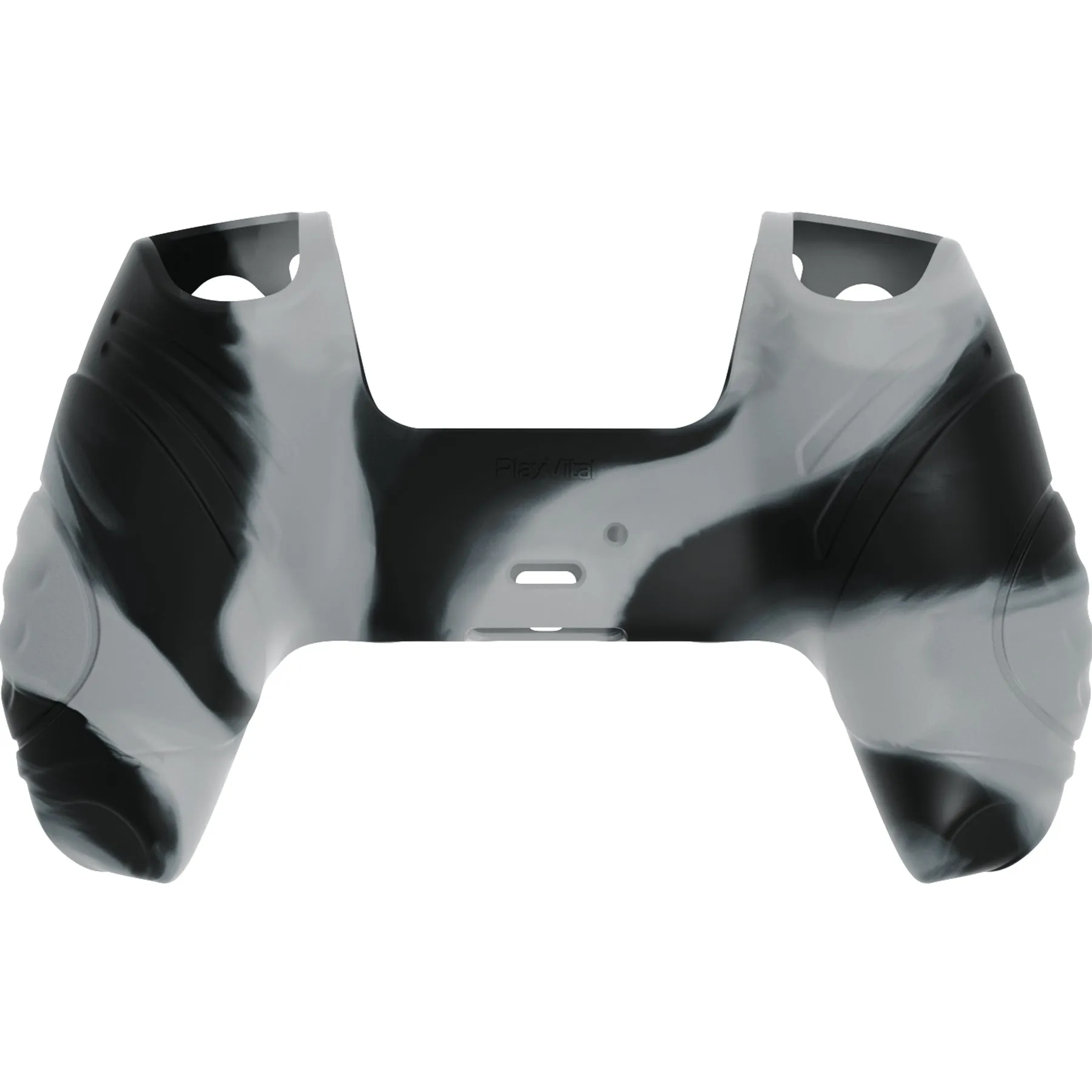 PlayVital Guardian Edition New Hope Gray & Black Ergonomic Soft Anti-slip Controller Silicone Case Cover, Rubber Protector Skins with Black Joystick Caps for PS5 Controller - YHPF031