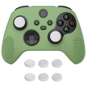 PlayVital Matcha Green 3D Studded Edition Anti-slip Silicone Cover Skin for Xbox Series X Controller, Soft Rubber Case Protector for Xbox Series S Controller with 6 Black Thumb Grip Caps - SDX3021