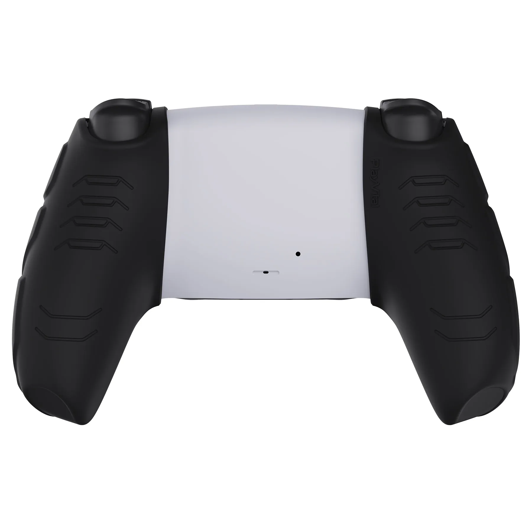 PlayVital Mecha Edition Black Ergonomic Soft Controller Silicone Case Grips for PS5 Controller, Rubber Protector Skins with Thumbstick Caps for PS5 Controller – Compatible with Charging Station - JGPF001