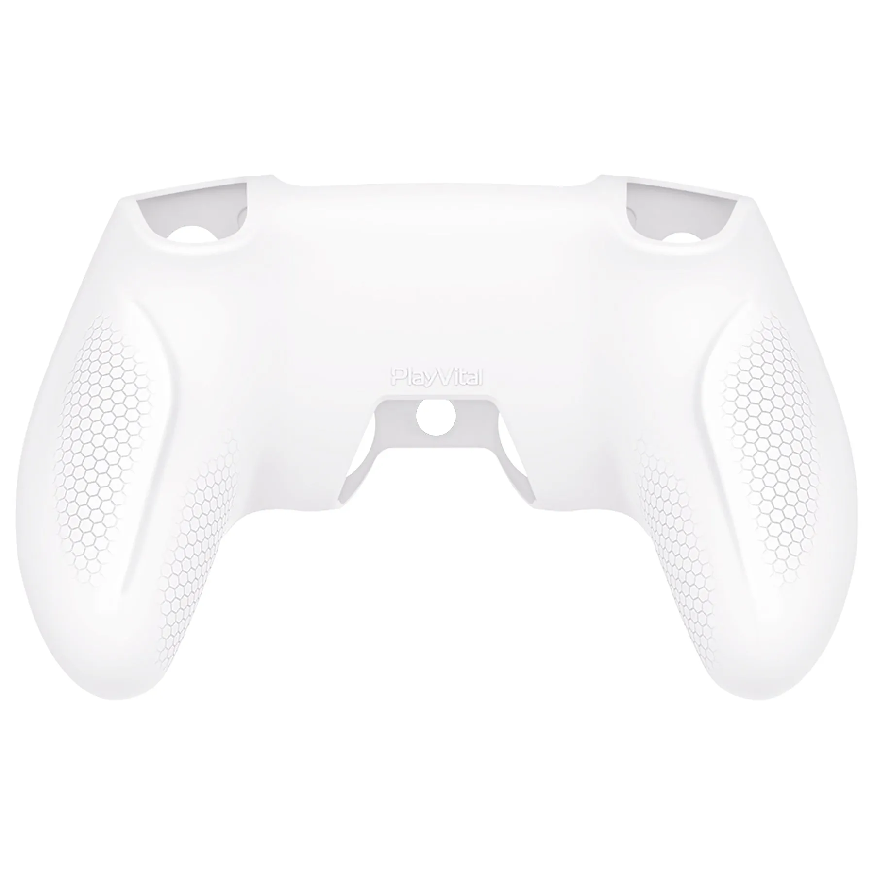 PlayVital Ninja Edition Anti-Slip Silicone Cover Skin for ps5 Wireless Controller, Ergonomic Protector Soft Rubber Case for ps5 Controller Fits with Charging Station with Thumb Grip Caps - White - MQRPFP002