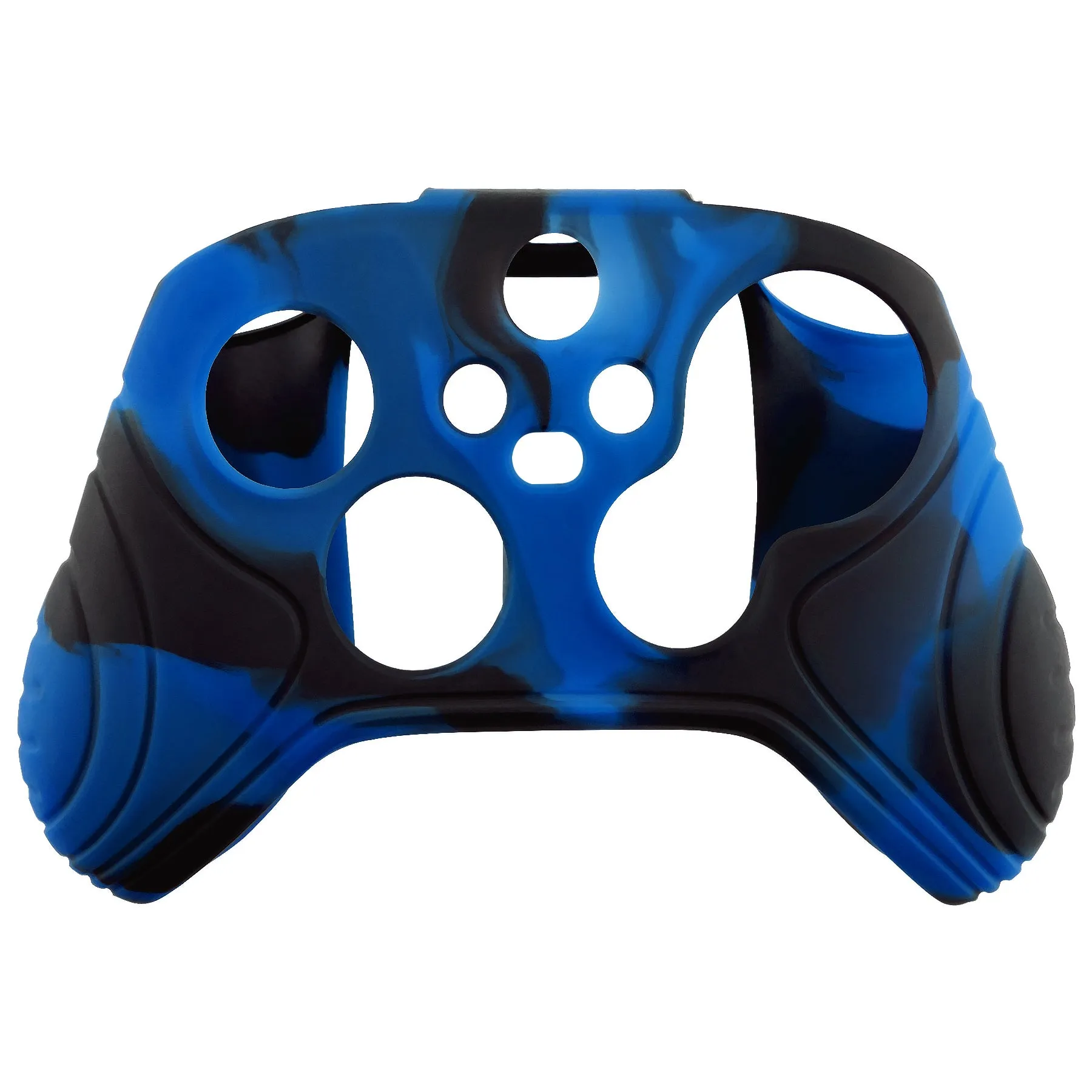 PlayVital Samurai Edition Black & Blue Anti-slip Controller Grip Silicone Skin, Ergonomic Soft Rubber Protective Case Cover for Xbox Series S/X Controller with Black Thumb Stick Caps - WAX3022