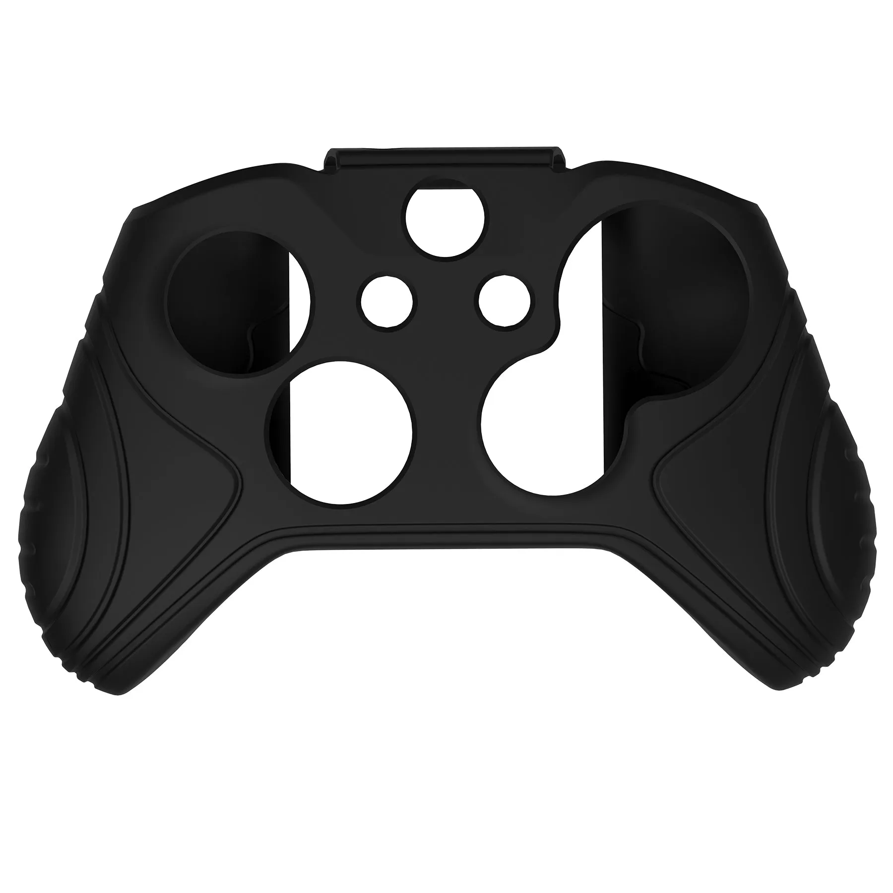 PlayVital Samurai Edition Black Anti-Slip Controller Grip Silicone Skin for Xbox One X/S Controller, Ergonomic Soft Rubber Protective Case Cover for Xbox One S/X Controller with Black Thumb Stick Caps - XOQ034