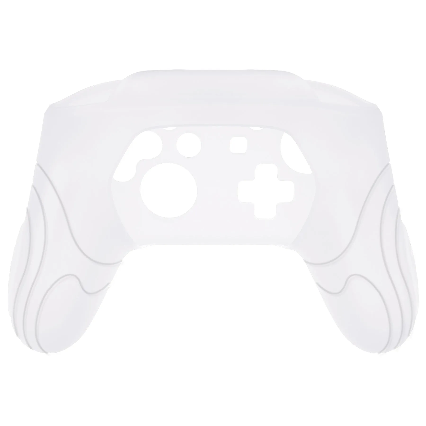 PlayVital Samurai Edition Ergonomic Silicone Skin Protective Case for Nintendo Switch Pro Controller, Soft Anti-slip Controller Grip Protector for Nintendo Switch Pro with Thumb Grip Caps - Clear White - EBNPP008