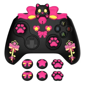 PlayVital Sweetheart Kitty Silicone Cover Compatible with Xbox Series X/S Controller with Thumb Grips and Stickers, Soft Rubber Protector with Anti-Slip Grip for Xbox Core Controller - Black - XEEX3P003