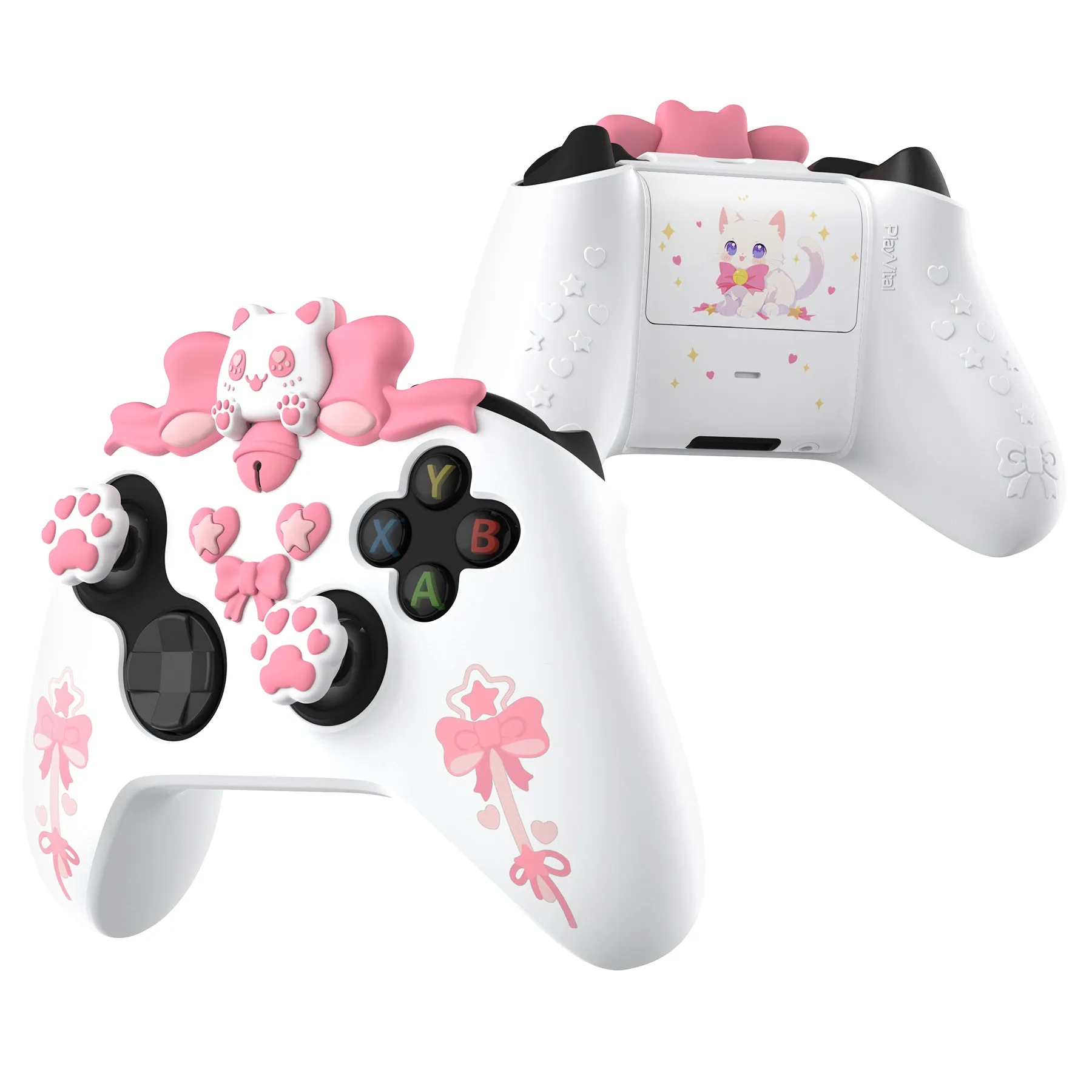 PlayVital Sweetheart Kitty Silicone Cover Compatible with Xbox Series X/S Controller with Thumb Grips and Stickers, Soft Rubber Protector with Anti-Slip Grip for Xbox Core Controller - White - XEEX3P002