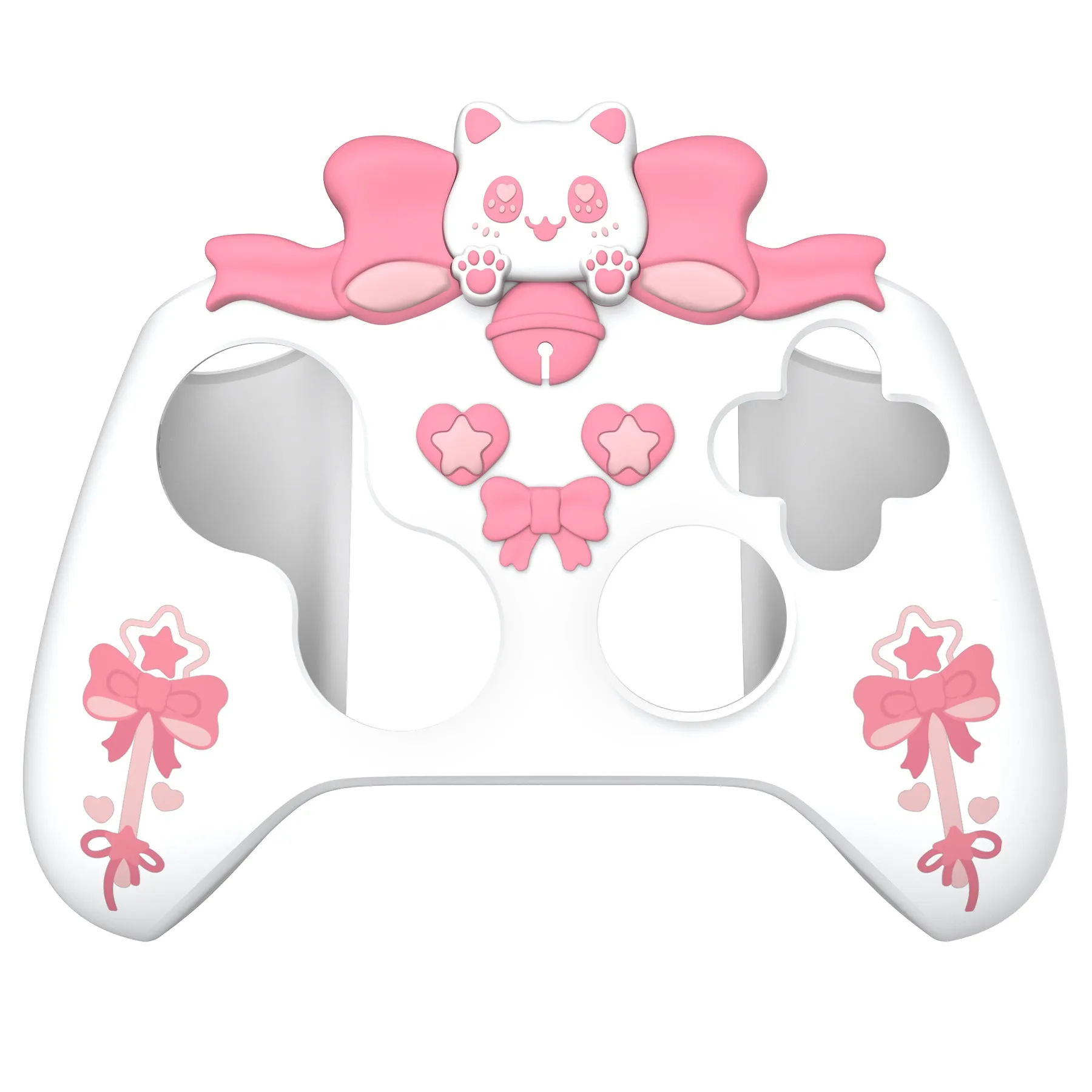 PlayVital Sweetheart Kitty Silicone Cover Compatible with Xbox Series X/S Controller with Thumb Grips and Stickers, Soft Rubber Protector with Anti-Slip Grip for Xbox Core Controller - White - XEEX3P002