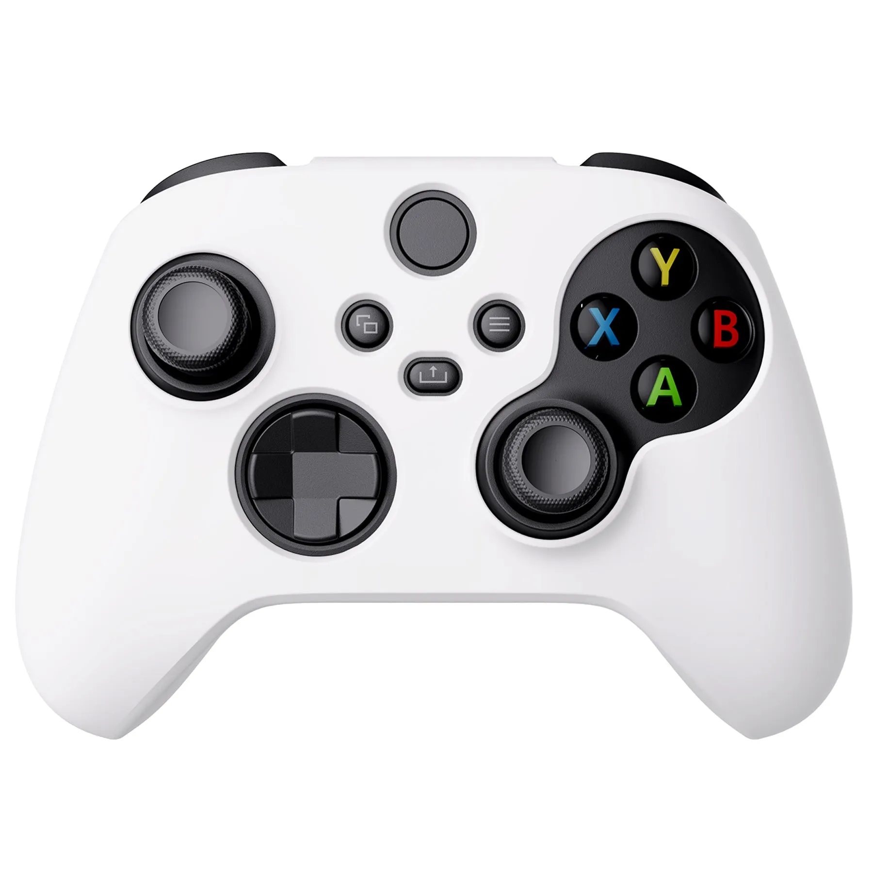 PlayVital White Pure Series Anti-Slip Silicone Cover Skin for Xbox Series X Controller, Soft Rubber Case Protector for Xbox Series S Controller with White Thumb Grip Caps - BLX3002