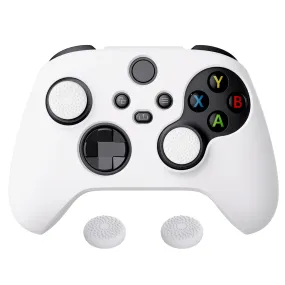 PlayVital White Pure Series Anti-Slip Silicone Cover Skin for Xbox Series X Controller, Soft Rubber Case Protector for Xbox Series S Controller with White Thumb Grip Caps - BLX3002