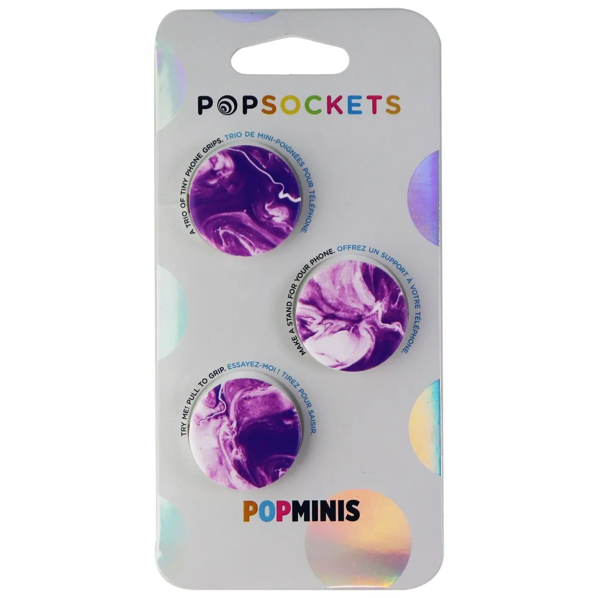 PopSockets PopMinis Mini Grips for Phones/Tablets 3 Pack - Purple Nucolor Bombs