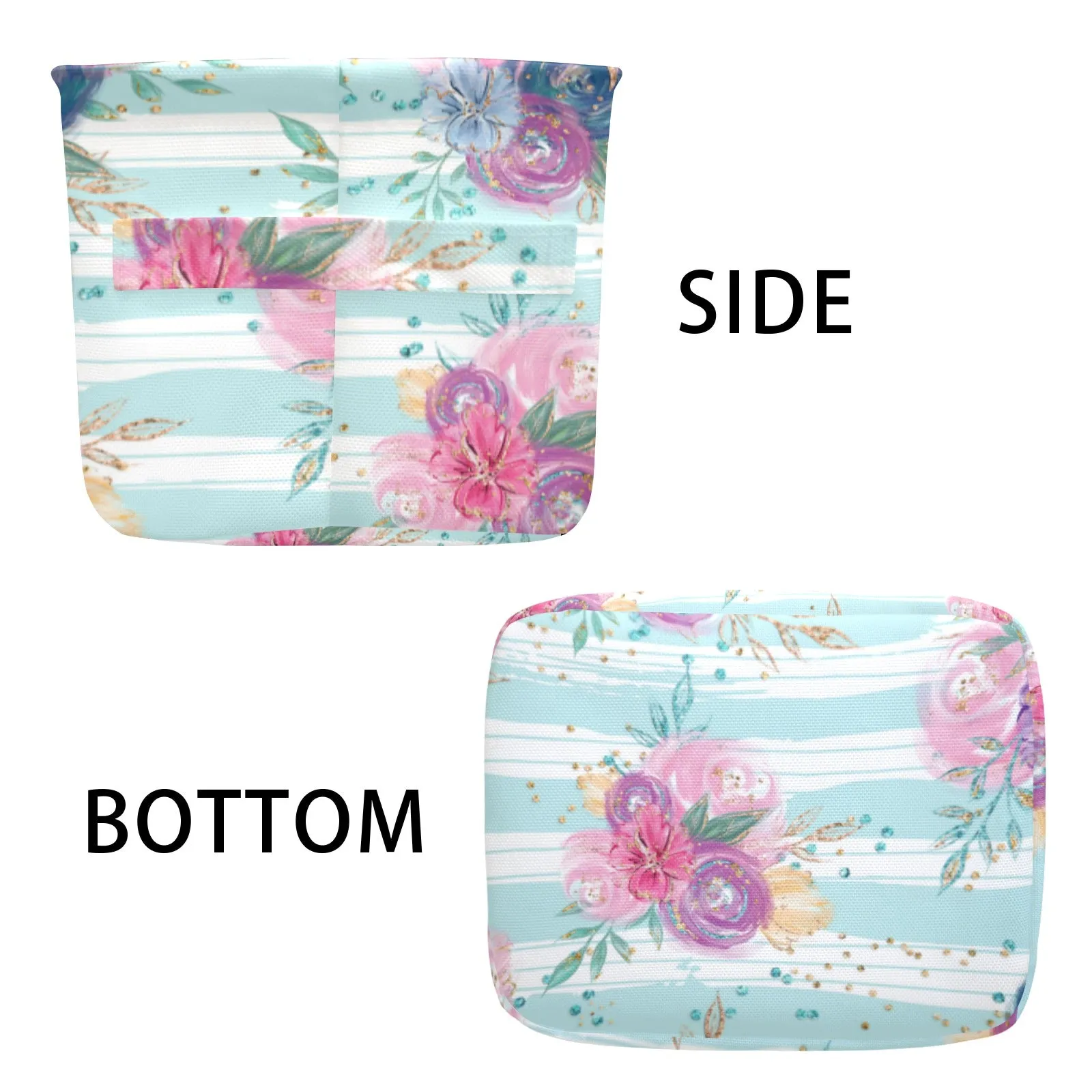 Purple and Pink floral Blue Stripes Fabric Storage Basket