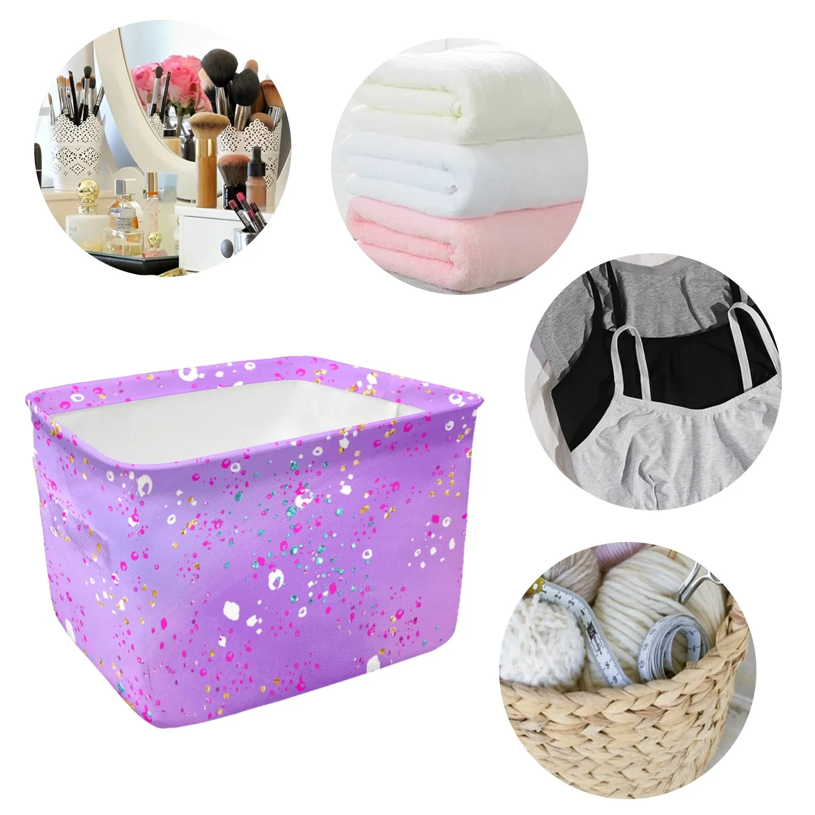 Purple Splash Fabric Storage Basket