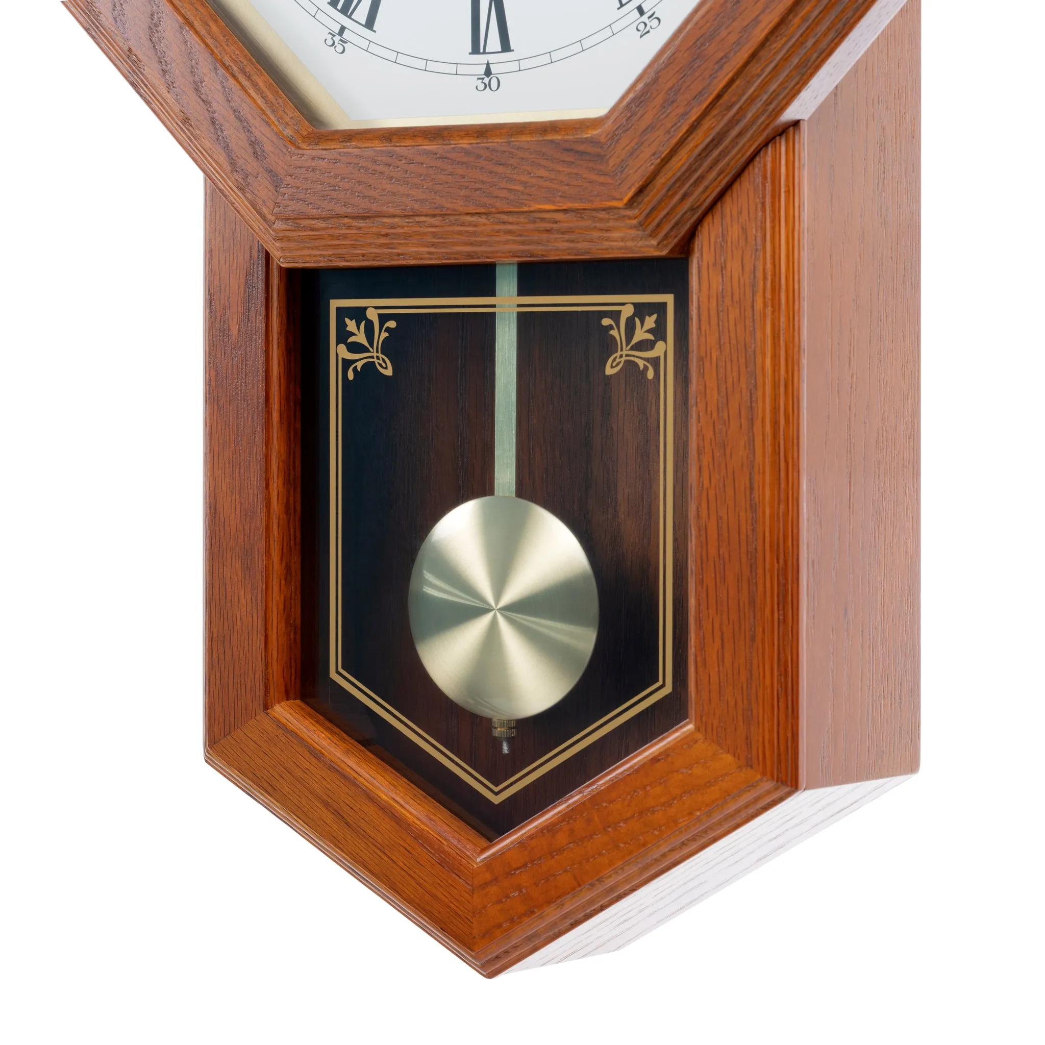 QXH110B DUAL CHIME MUSICAL OAK WOOD PENDULUM CLOCK