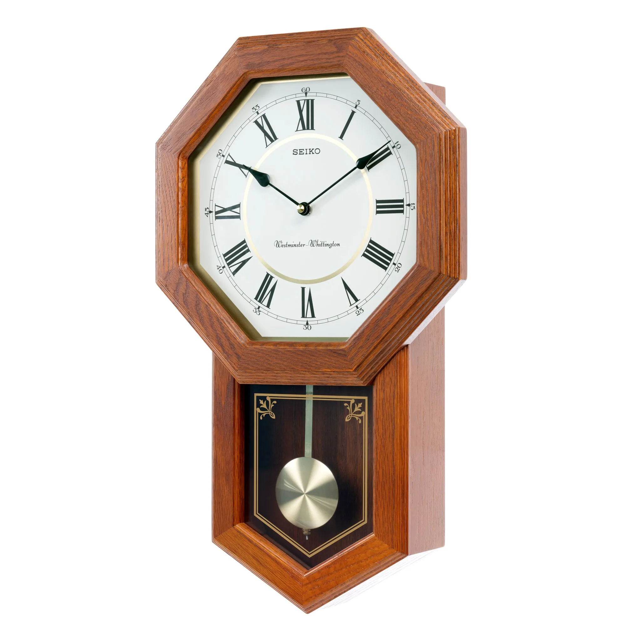 QXH110B DUAL CHIME MUSICAL OAK WOOD PENDULUM CLOCK