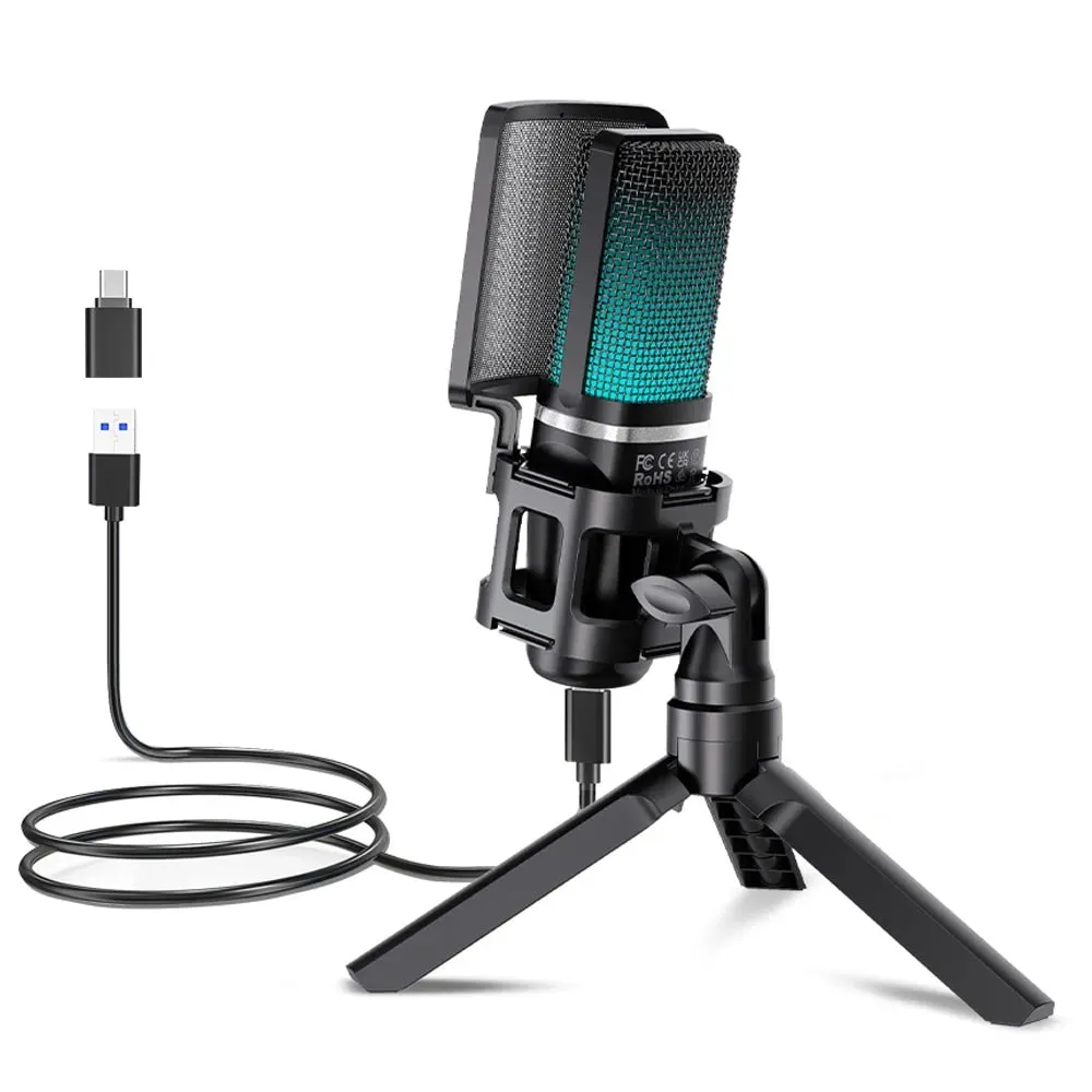 RGB USB Condenser Gaming Microphone Computer