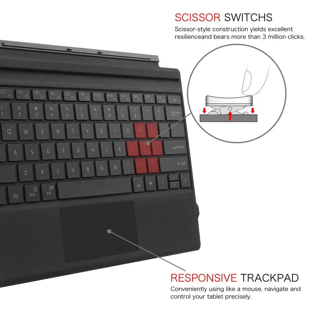 Surface Pro 7 /Pro 7/6/5/4/3 Bluetooth Keyboard [7-Color Backlit] | Fintie