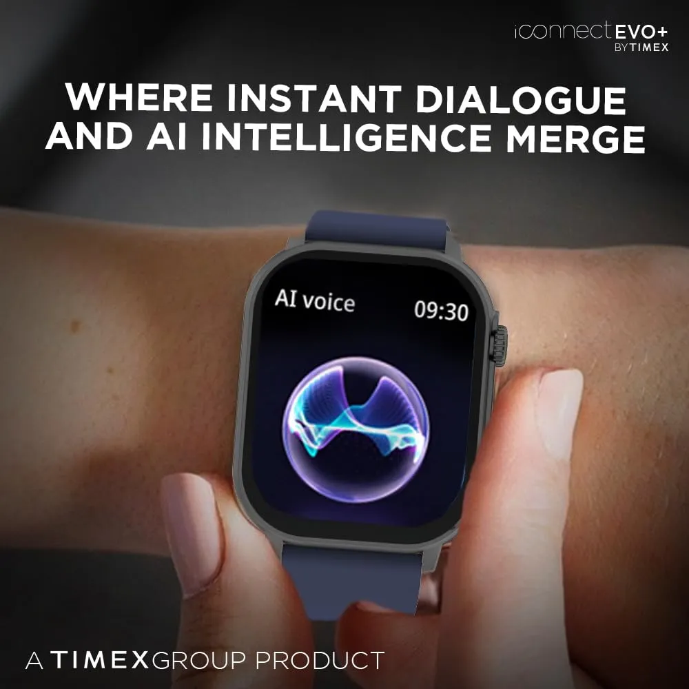 TIMEX iConnect EVO Made in India Unisex Smartwatch|Largest Display 2.04" AMOLED with 368x448 Pixel Bluetooth Calling|Rotating Functional Crown|AI Voice Assist|Upto 7 Days Battery-TWIXW400T