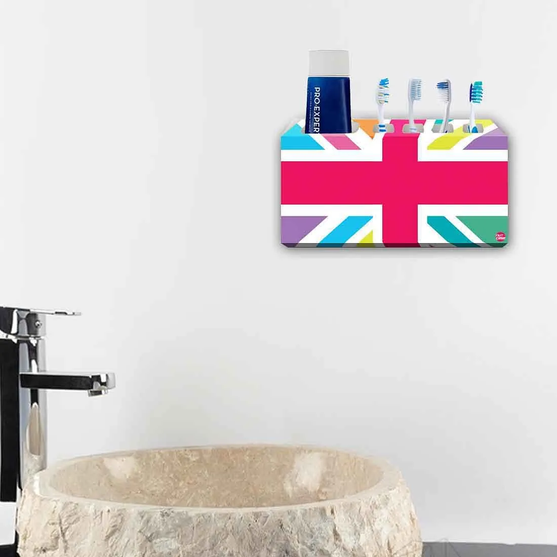 Toothbrush Holder Wall Mounted -Multicolor Union Jack British Flag