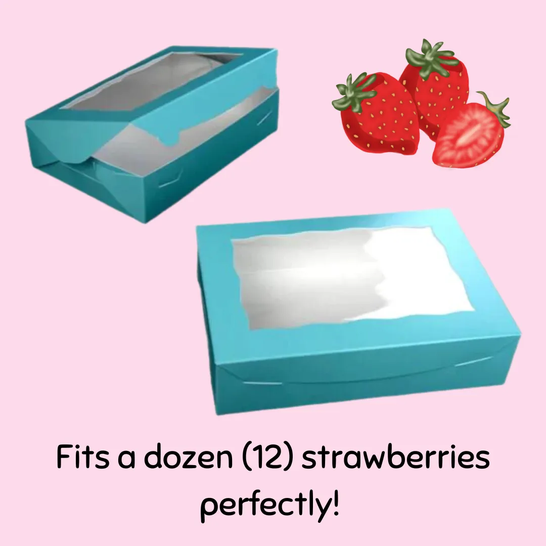 Turquoise Dozen STRAWBERRY BOX   Lock & Tab Box Window Box