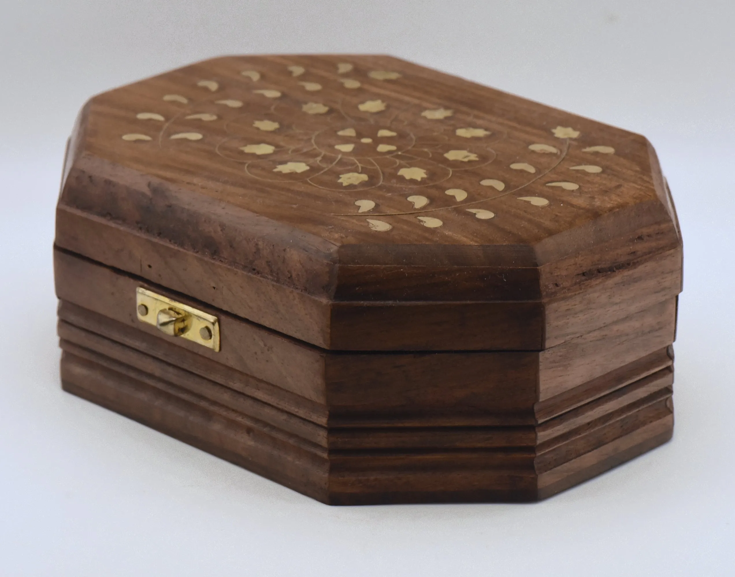 Vintage Wood and Brass Jewelry Box