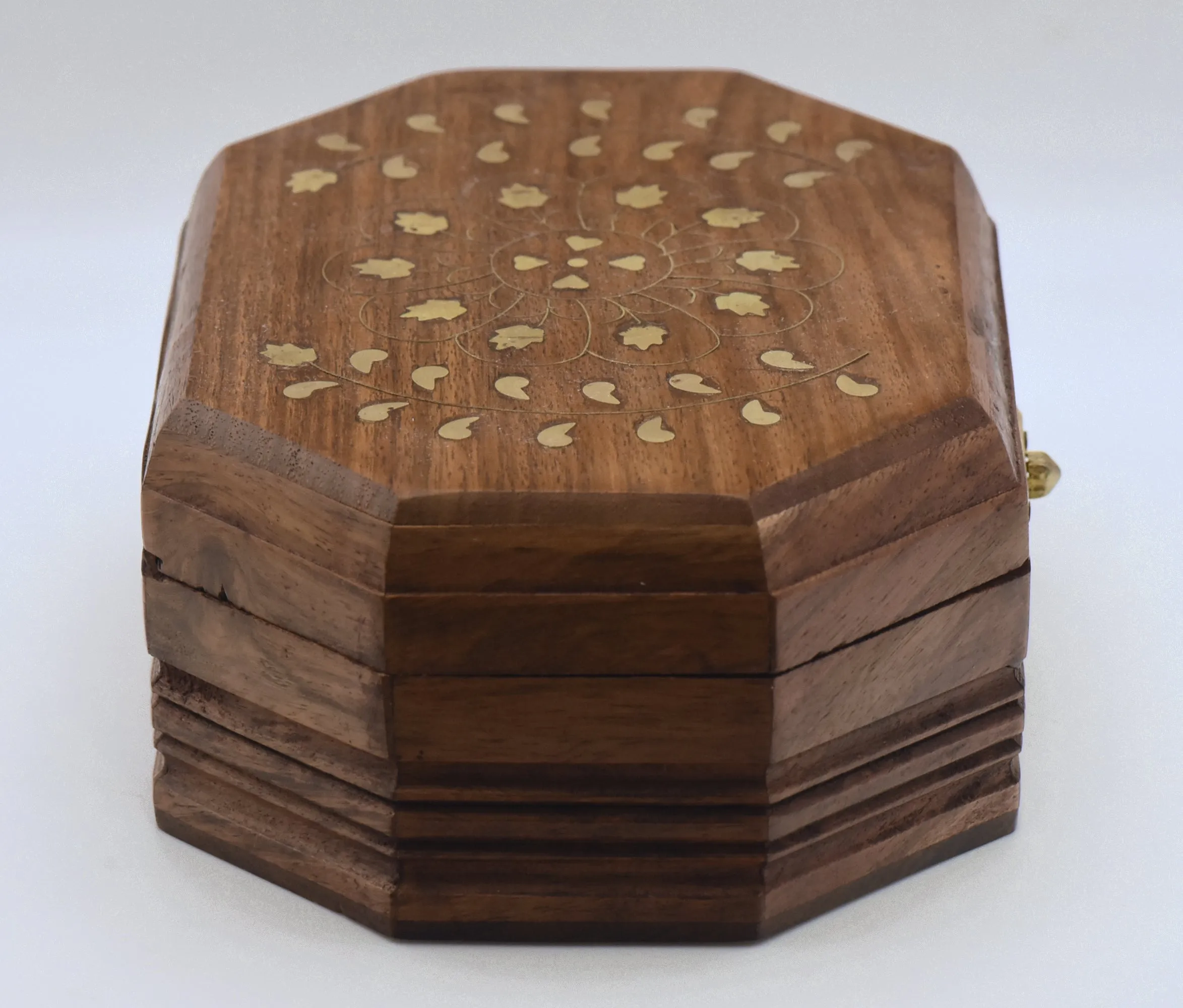 Vintage Wood and Brass Jewelry Box